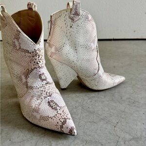 Aldo Castagna Women's Leather Shimmer Snakeskin Pink & Gold Ankle Boots